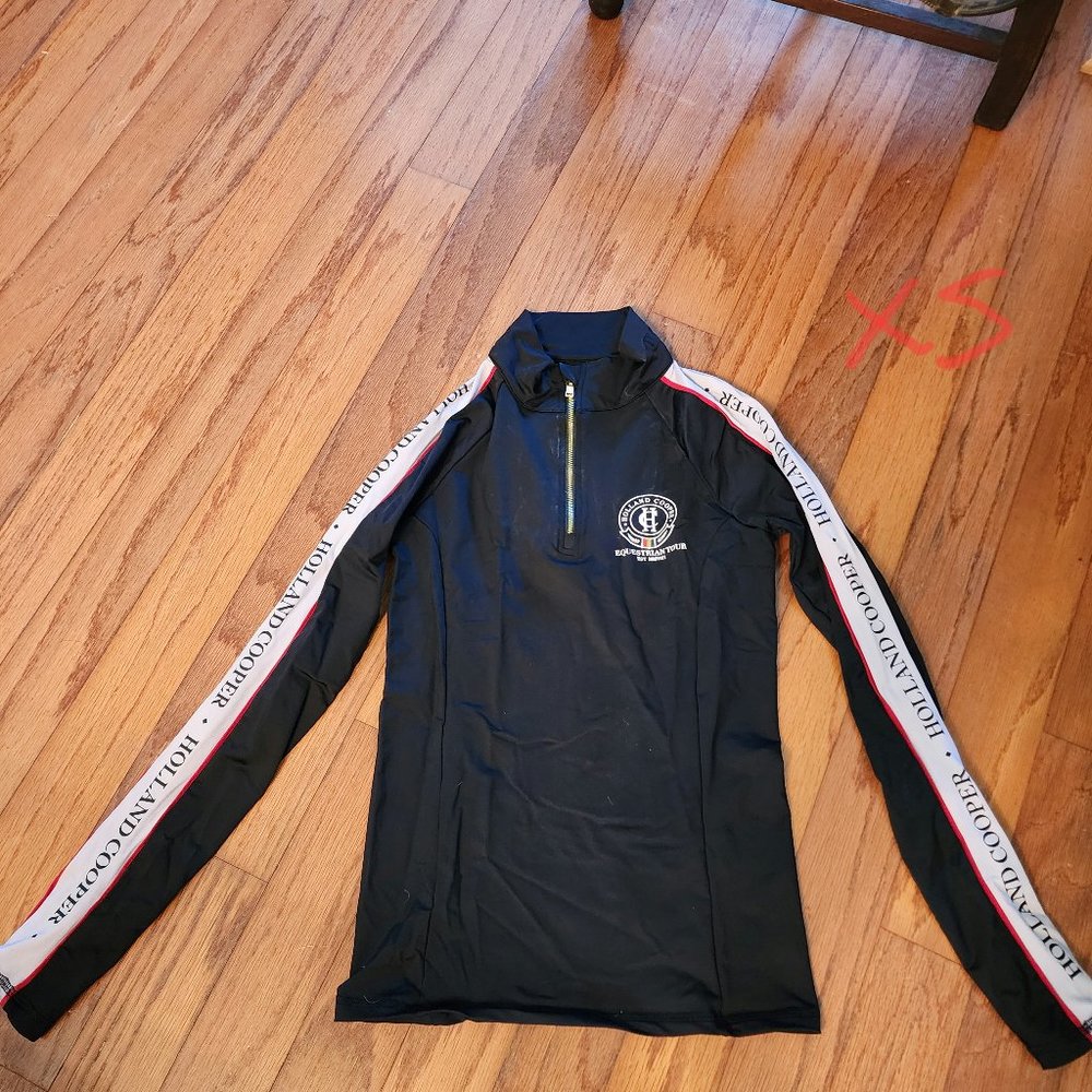 Holland Cooper 1/4 front zip long sleeve black mid weight top size XS